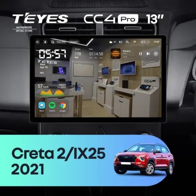 Штатная магнитола Teyes CC4 Pro 12/256 Hyundai Creta 2 2021+ (глянец) F2 (13")
