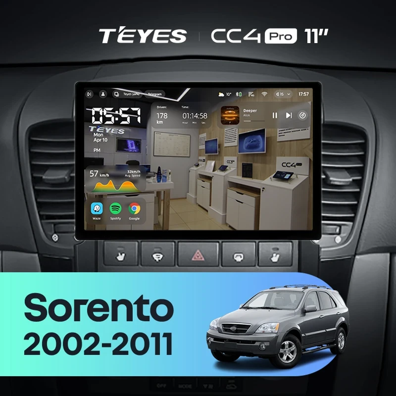 Штатная магнитола Teyes CC4 Pro 8/128 Kia Sorento BL (2002-2011) (11")