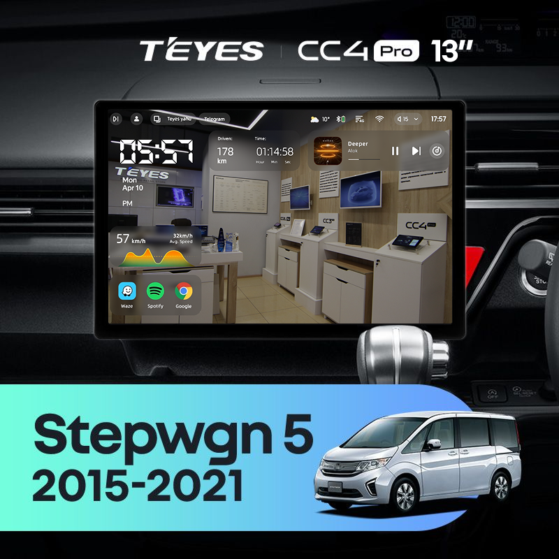 Штатная магнитола Teyes CC4 Pro 8/128 Honda Stepwgn 5 (2015-2021) Правый руль (13")