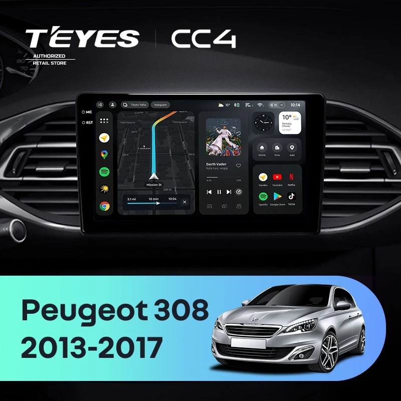 Штатная магнитола Teyes CC4 8/128 Peugeot 308 T9 308S (2013-2017)