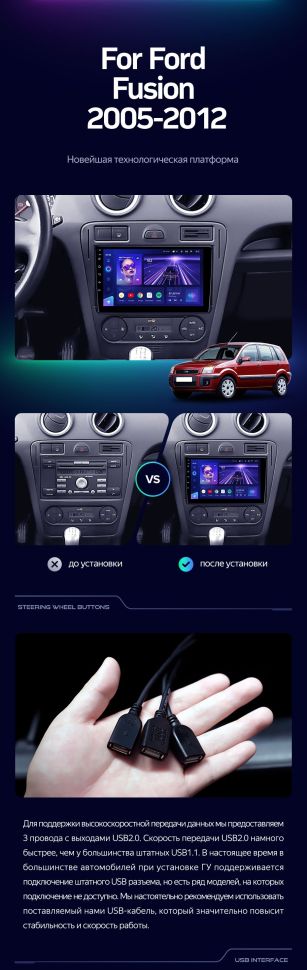 Штатная магнитола Teyes CC3 2K 4/64 Ford Fusion 1 (2005-2012)