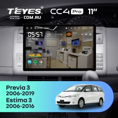 Штатная магнитола Teyes CC4 Pro 12/256 Toyota Estima AHR20 XR50 3 (2006-2016) Правый руль (11")