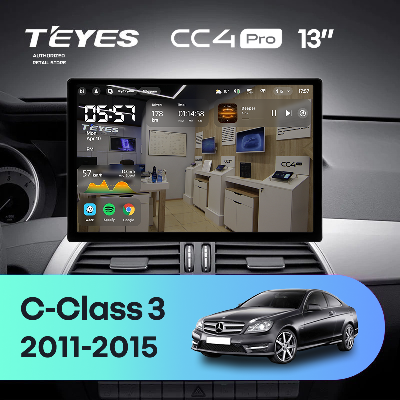 Штатная магнитола Teyes CC4 Pro 8/128 Mercedes-Benz C-Class W204 C204 S204 (2011-2015) (13")