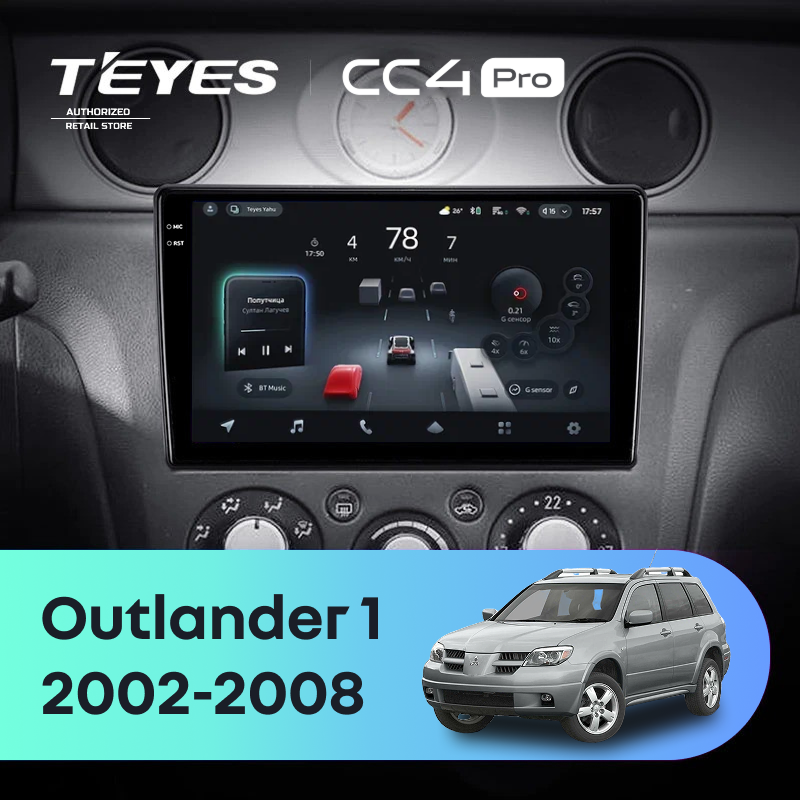 Штатная магнитола Teyes CC4 Pro 8/128 Mitsubishi Outlander 1 (2002-2008) F2
