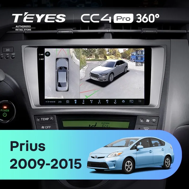 Штатная магнитола Teyes CC4 Pro 360 8/128 Toyota Prius 3 XW30 (2009-2015) F1 Правый руль