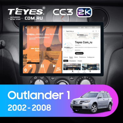 Штатная магнитола Teyes CC3 2K 4/64 Mitsubishi Outlander 1 (2002-2008) F2 (13")