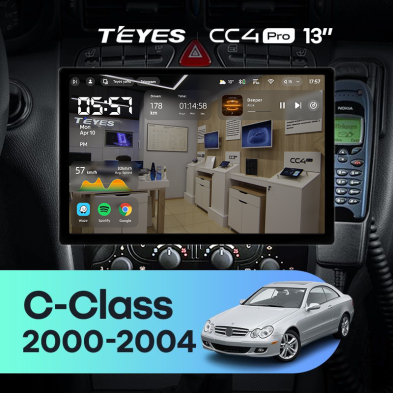 Штатная магнитола Teyes CC4 Pro 8/128 Mercedes-Benz C/CLK-Class S203 W203 W209 A209 (2000-2005) F1 (13")