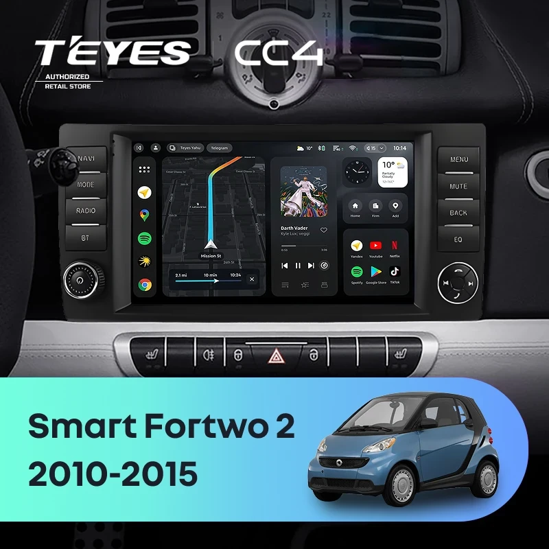 Штатная магнитола Teyes CC4 8/128 Mercedes-Benz Smart Fortwo 2 (2010-2015) F2