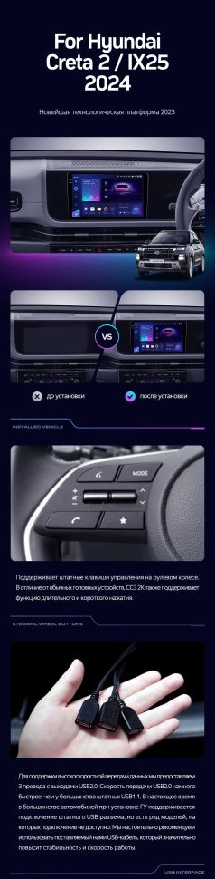 Штатная магнитола Teyes CC3L 4/32 Hyundai Creta 2 IX25 2024