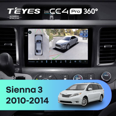Штатная магнитола Teyes CC4 Pro 360 8/128 Toyota Sienna 3 XL30 (2010-2014)