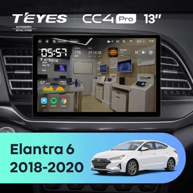 Штатная магнитола Teyes CC4 Pro 12/256 Hyundai Elantra 6 (2018-2020) Тип-B (13")