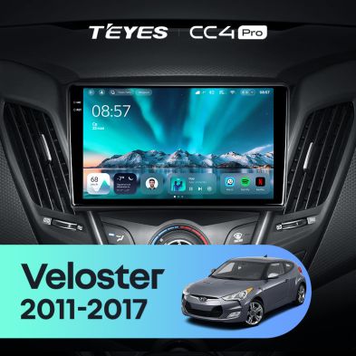 Штатная магнитола Teyes CC4 Pro 12/256 Hyundai Veloster FS (2011-2017) Тип-A