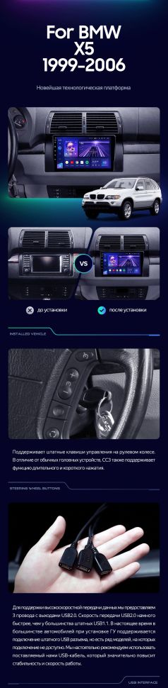 Штатная магнитола Teyes CC3 4/32 BMW X5 E39 E53 (1999-2006)