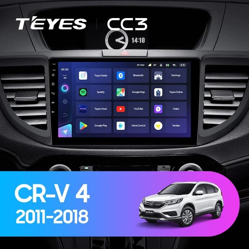 Штатная магнитола Teyes CC3 4/32 Honda CR-V 4 RM RE (2011-2018) 9" Тип-B