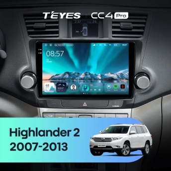 Штатная магнитола Teyes CC4 Pro 12/256 Toyota Highlander 2 XU40 (2007-2013) F3 9&quot;