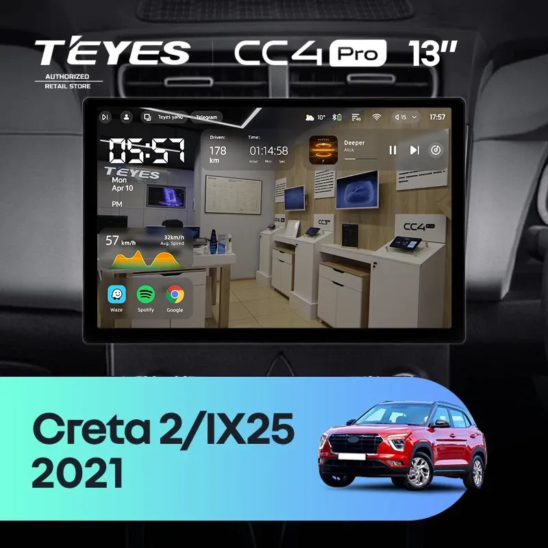 Штатная магнитола Teyes CC4 Pro 8/128 Hyundai Creta 2 2021+ (глянец) F2 (13")