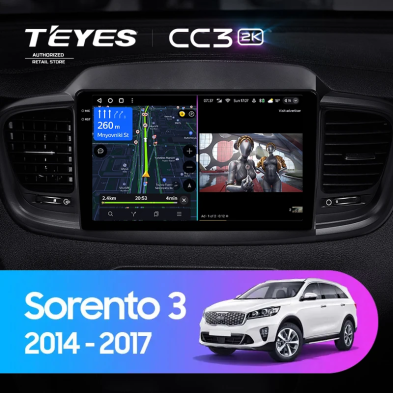 Штатная магнитола Teyes CC3 2K 6/128 Kia Sorento 3 Prime (2014-2017) Тип-A