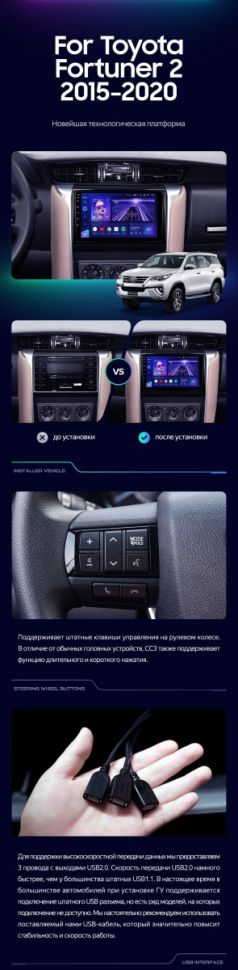 Штатная магнитола Teyes CC3 4/32 Toyota Fortuner 2 (2015-2024)