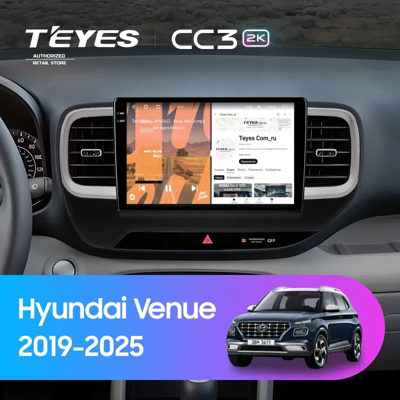 Штатная магнитола Teyes CC3 2K 360 6/128 Hyundai Venue (2019-2025)