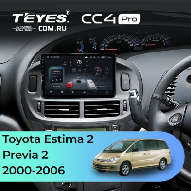 Штатная магнитола Teyes CC4 Pro 8/128 Toyota Previa 2 (2000-2006) Правый руль