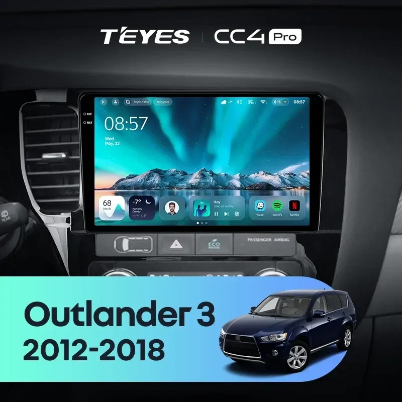 Штатная магнитола Teyes CC4 Pro 8/128 Mitsubishi Outlander 3 GF0W GG0W (2012-2018) Тип-B Правый руль