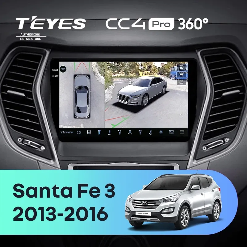 Штатная магнитола Teyes CC4 Pro 360 12/256 Hyundai Santa Fe 3 (2013-2016) Тип-A