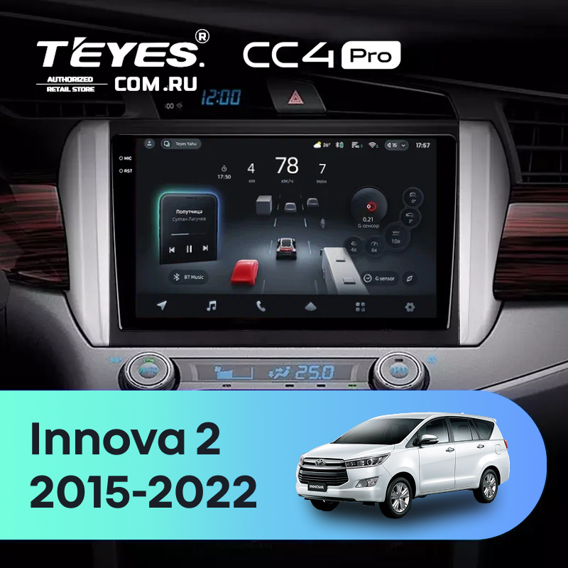 Штатная магнитола Teyes CC4 Pro 12/256 Toyota Innova 2 (2015-2022)