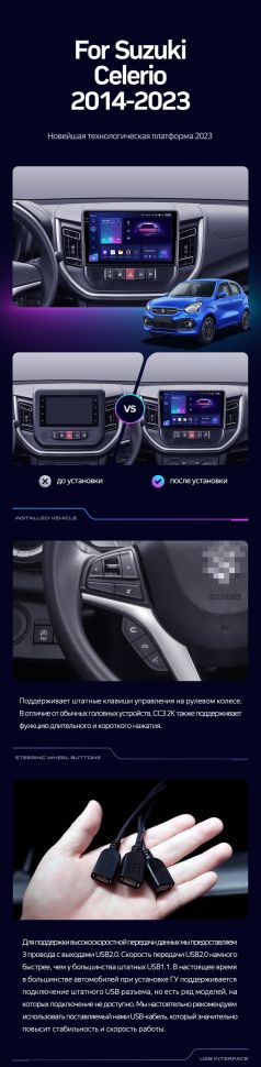 Штатная магнитола Teyes CC3 2K 4/32 Suzuki Celerio (2014-2023)