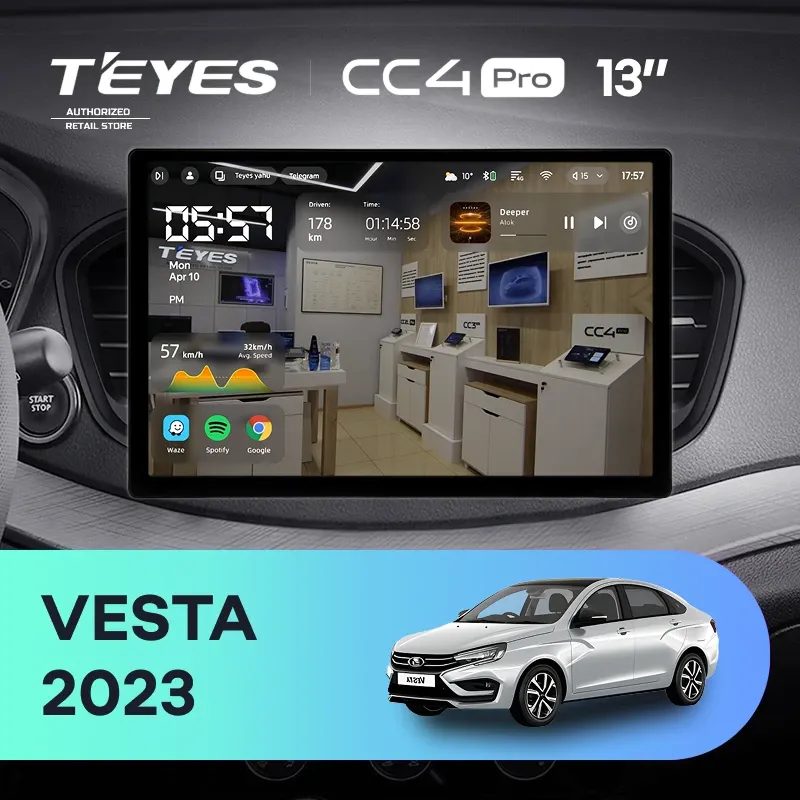 Штатная магнитола Teyes CC4 Pro 12/256 Lada Vesta 2023+ F2 Тип-B (13")