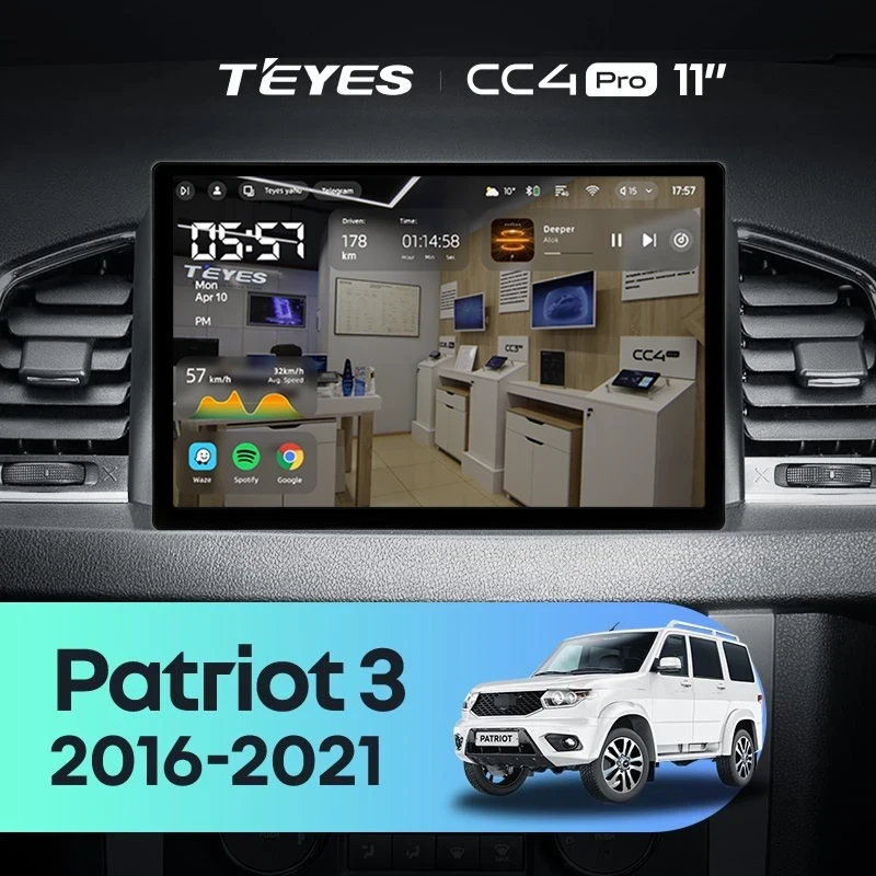 Штатная магнитола Teyes CC4 Pro 12/256 UAZ Patriot 3 (2016-2021) F1 (11")