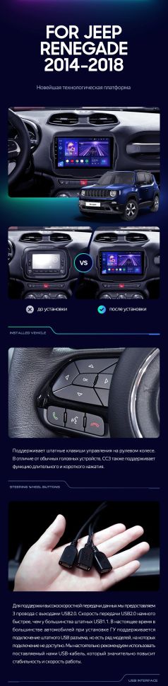 Штатная магнитола Teyes CC3 4/32 Jeep Renegade (2014-2018)