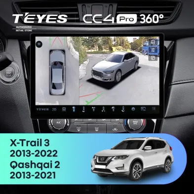 Штатная магнитола Teyes CC4 Pro 360 8/128 Nissan Qashqai 2 (2013-2021) F2 Тип-C (13")