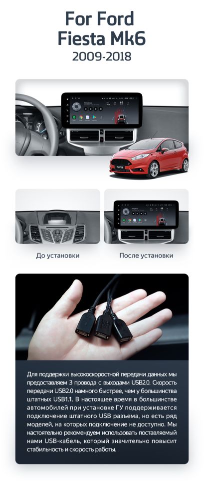 Штатная магнитола Teyes LUX ONE 4/32 Ford Fiesta Mk 6 (2009-2012) Тип-A