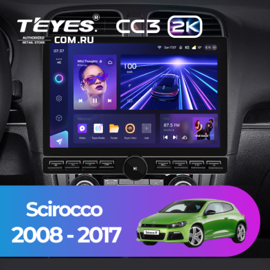 Штатная магнитола Teyes CC3 2K 6/128 Volkswagen Scirocco (2008-2017) (13" с кнопками)