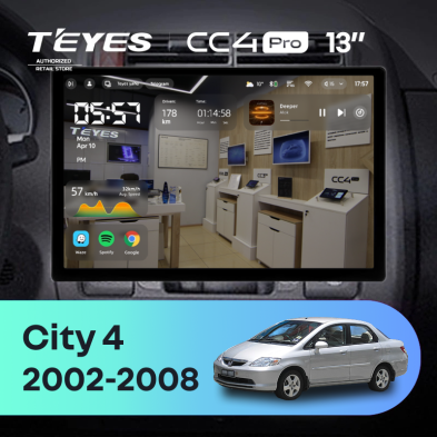 Штатная магнитола Teyes CC4 Pro 8/128 Honda City 4 (2002-2008) (13&quot;)