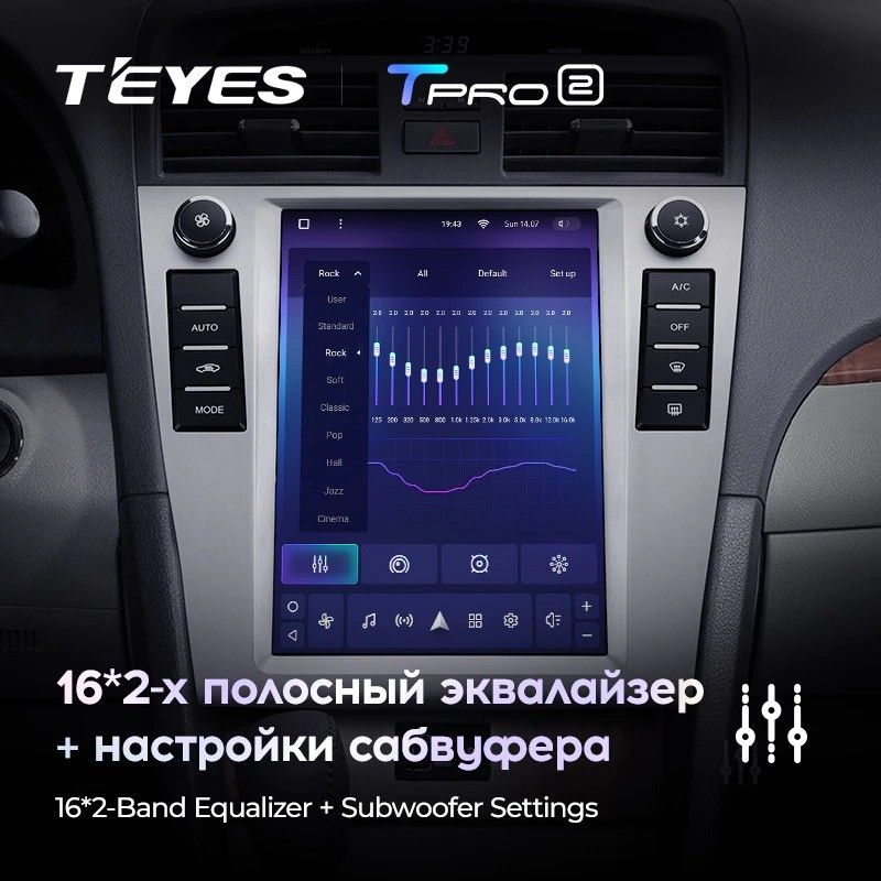 Штатная магнитола Tesla style Teyes TPRO 2 4/32 Toyota Camry 6 XV 40 (2006-2011) F1