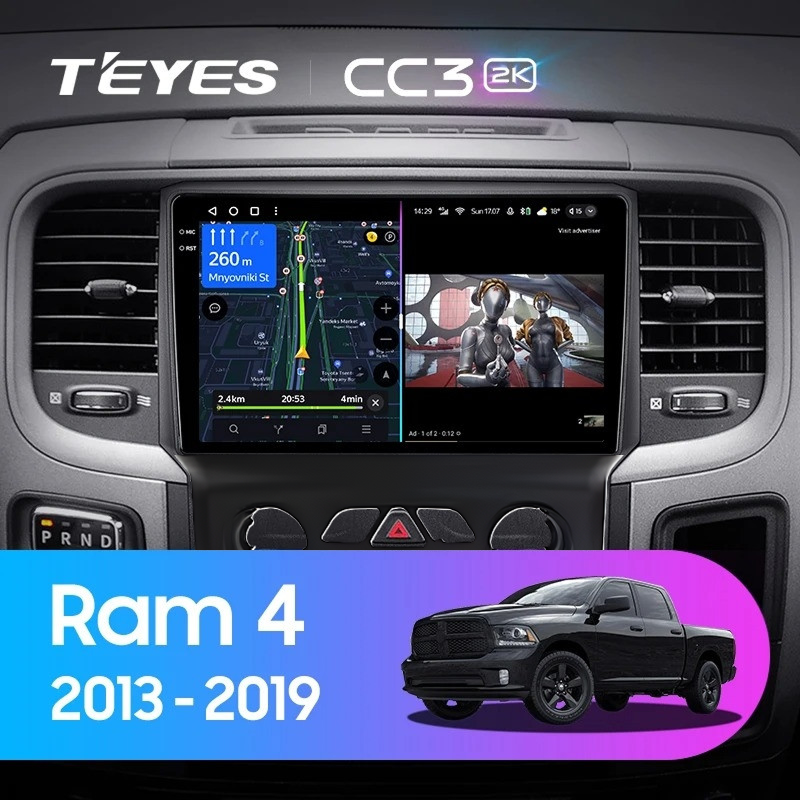 Штатная магнитола Teyes CC3 2K 6/128 Dodge Ram 4 DJ DS (2013-2019) F3