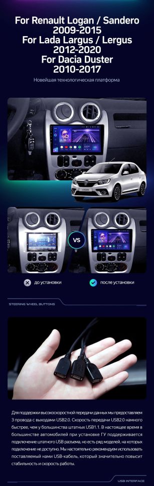 Штатная магнитола Teyes CC3 2K 4/32 Renault Logan 1 (2010-2015)