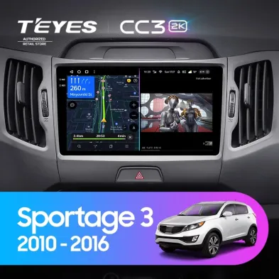 Штатная магнитола Teyes CC3 2K 6/128 Kia Sportage 3 SL (2010-2016) Тип-B