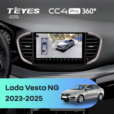 Штатная магнитола Teyes CC4 Pro 360 8/128 Lada Vesta NG (2023-2025) Тип-B (черно-серая)