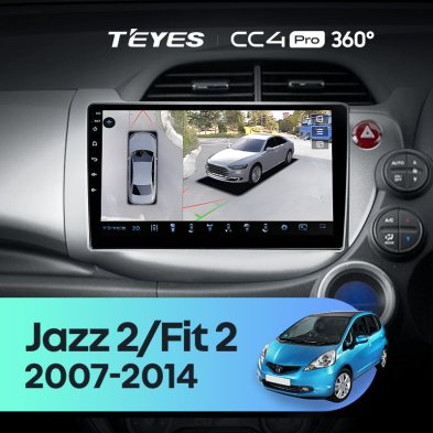 Штатная магнитола Teyes CC4 Pro 360 12/256 Honda Jazz 2 GG (2007-2014) Правый руль