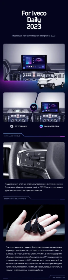 Штатная магнитола Teyes CC3L WiFi 2/32 Iveco Daily (2023-2024)