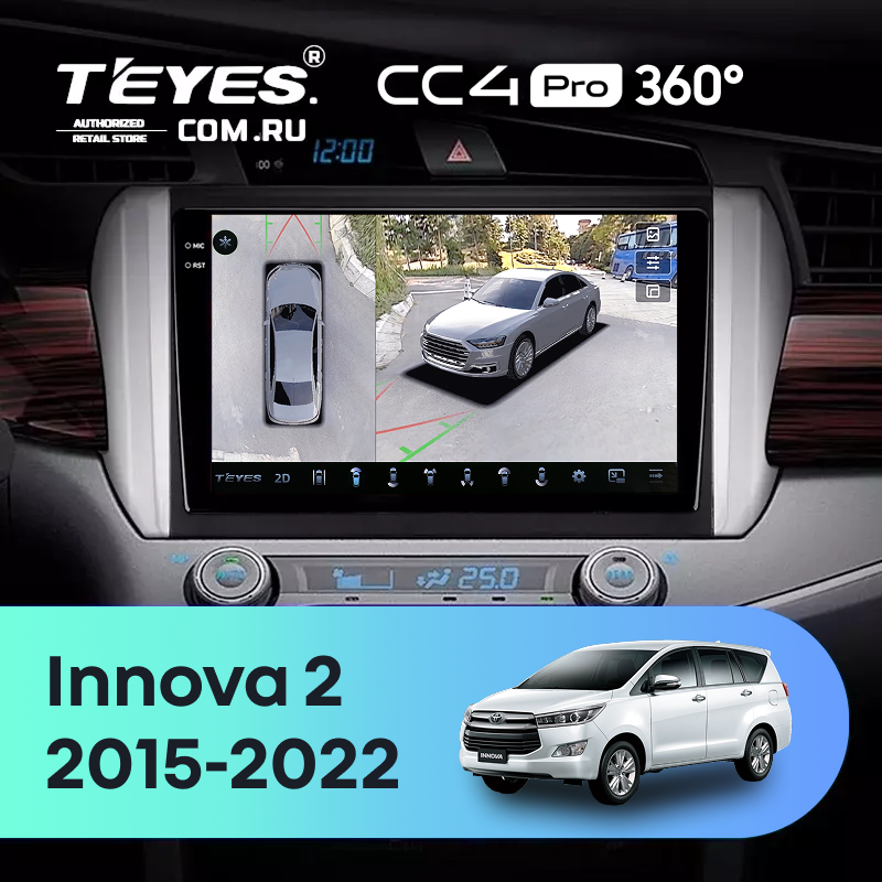 Штатная магнитола Teyes CC4 Pro 360 12/256 Toyota Innova 2 (2015-2022) Правый руль