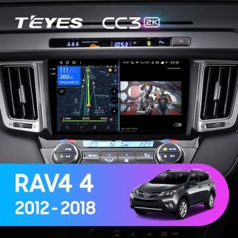 Штатная магнитола Teyes CC3 2K 6/128 Toyota RAV4 4 XA40 5 XA50 (2012-2018) Правый руль