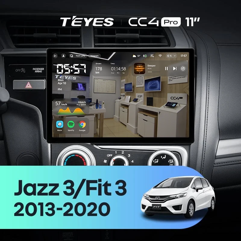 Штатная магнитола Teyes CC4 Pro 8/128 Honda Jazz 3 (2015-2020) Тип-B (11")