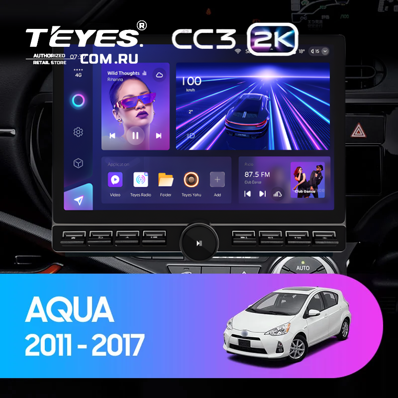 Штатная магнитола Teyes CC3 2K 6/128 Toyota Aqua (2011-2017) Правый руль (13" с кнопками)