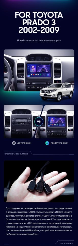 Штатная магнитола Teyes CC3 4/32 Toyota Land Cruiser Prado 120 (2002-2009) F3