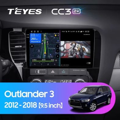 Штатная магнитола Teyes CC3 2K 6/128 Mitsubishi Outlander 3 GF0W GG0W (2012-2018) Тип-A