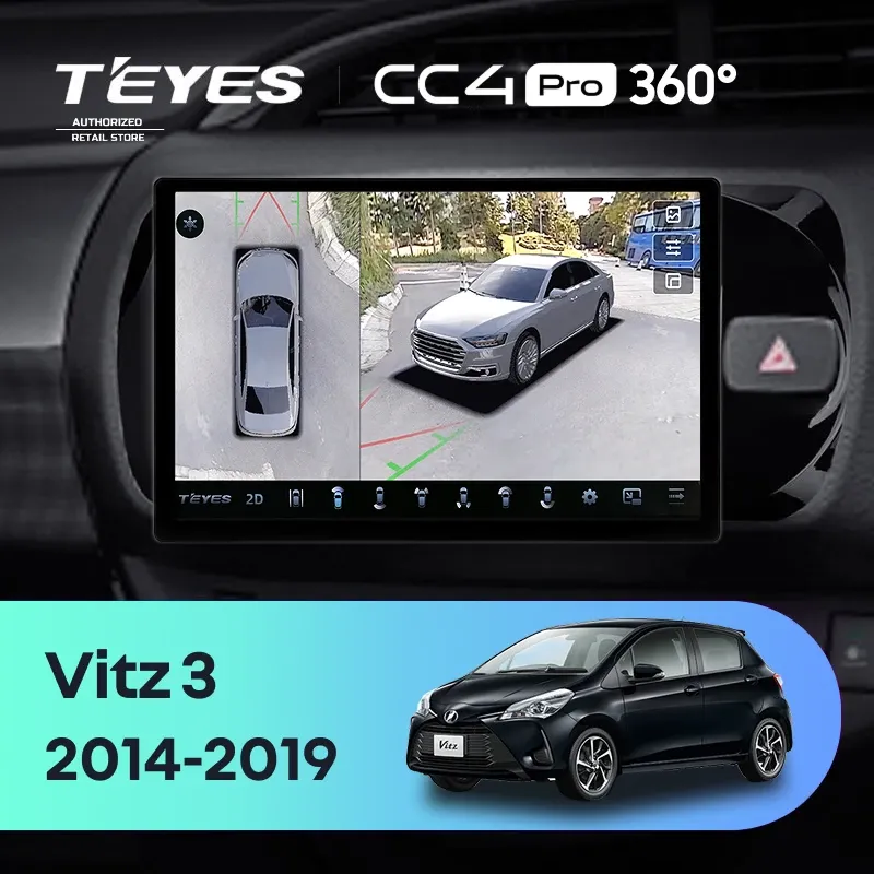 Штатная магнитола Teyes CC4 Pro 360 8/128 Toyota Vitz III XP130 (2014-2019) Правый руль (11")